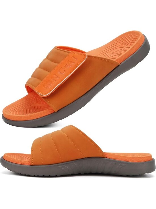 Men\'s Grey And Orange Orthotic Plantar Fasciitis Open Toe Athletic Sandal Shoes main image 5